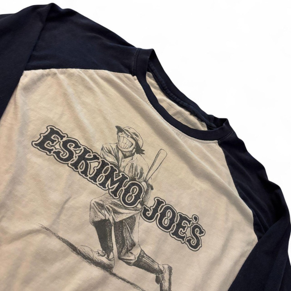 Eskimo Joe's Baseball Graphic Raglan Long Sleeve T Shirt White Navy Adult